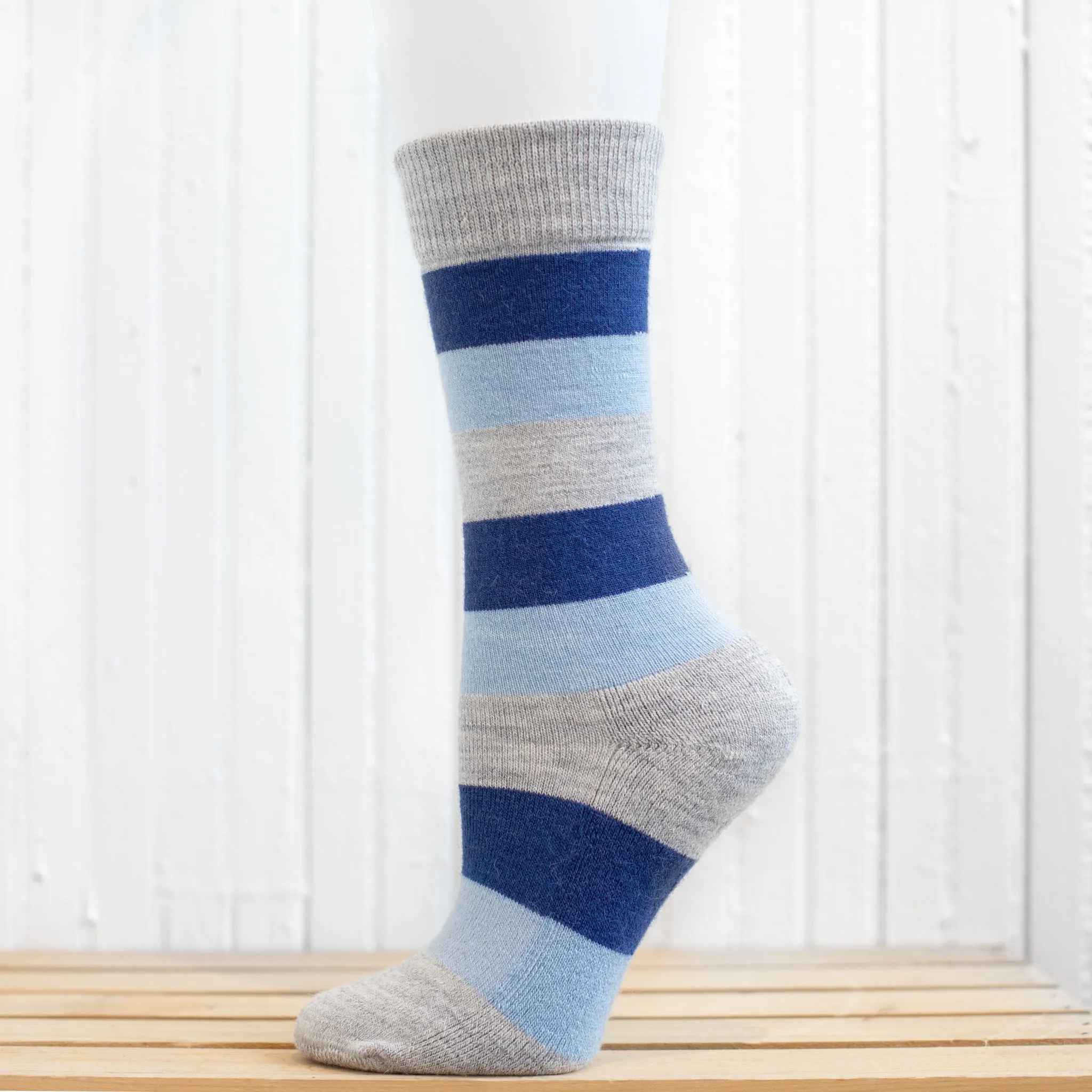 Striped Crew Alpaca Hiking Socks