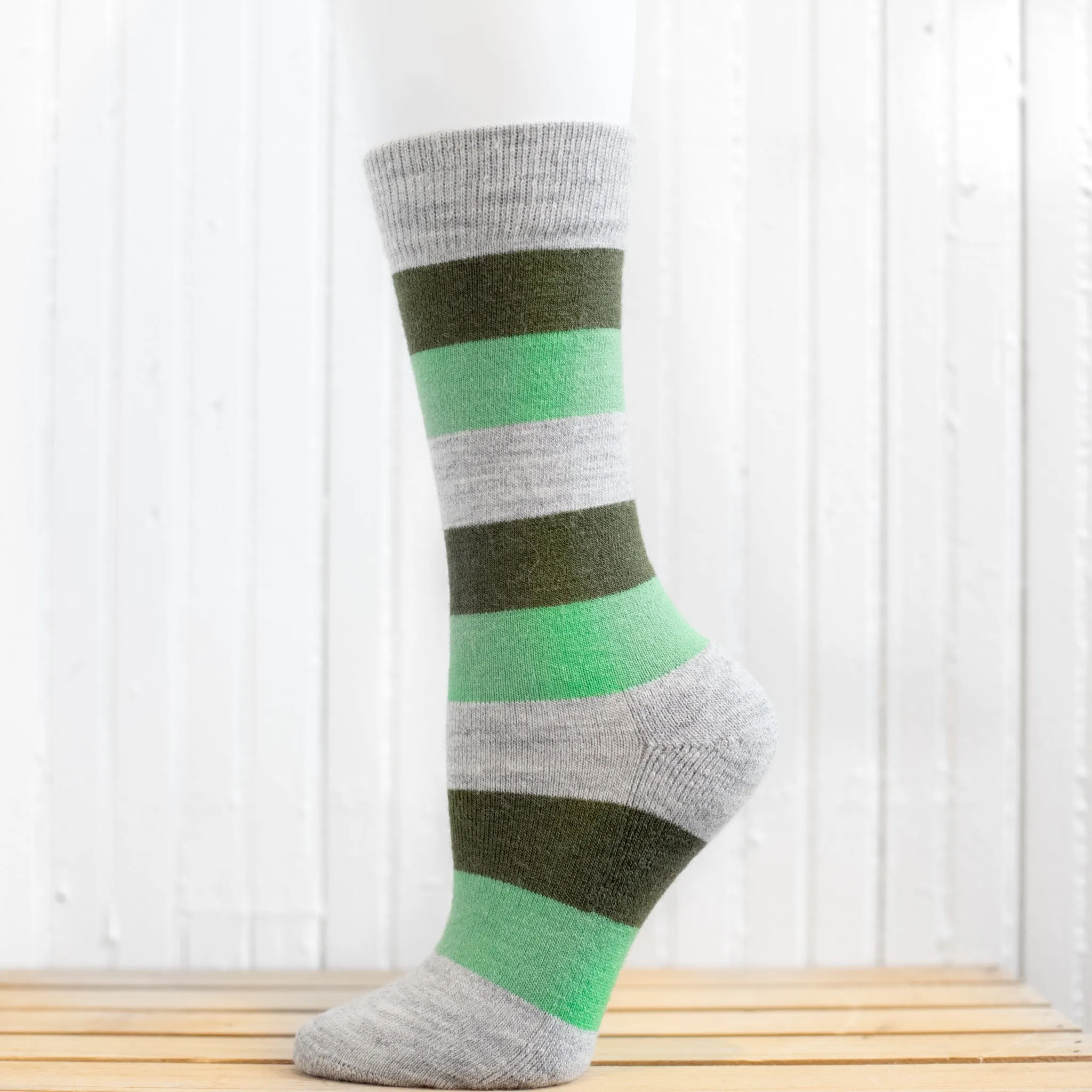 Striped Crew Alpaca Hiking Socks