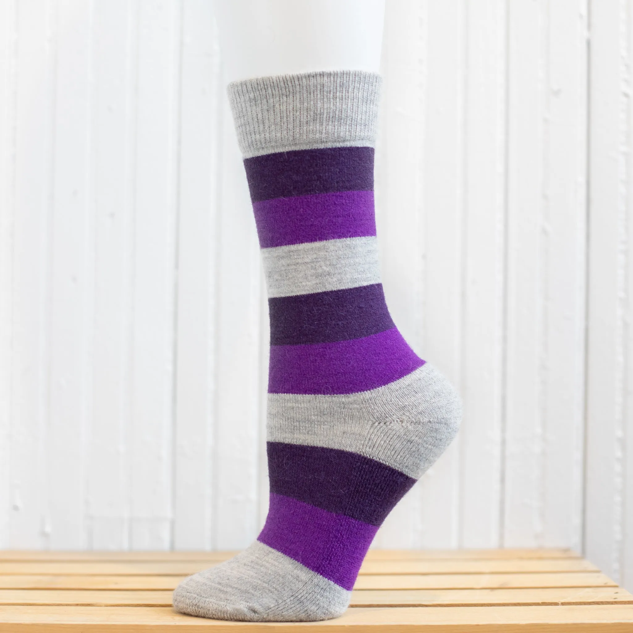 Striped Crew Alpaca Hiking Socks