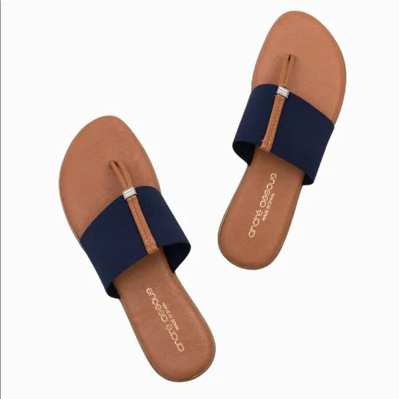 The Elastic Thong Sandal in Navy