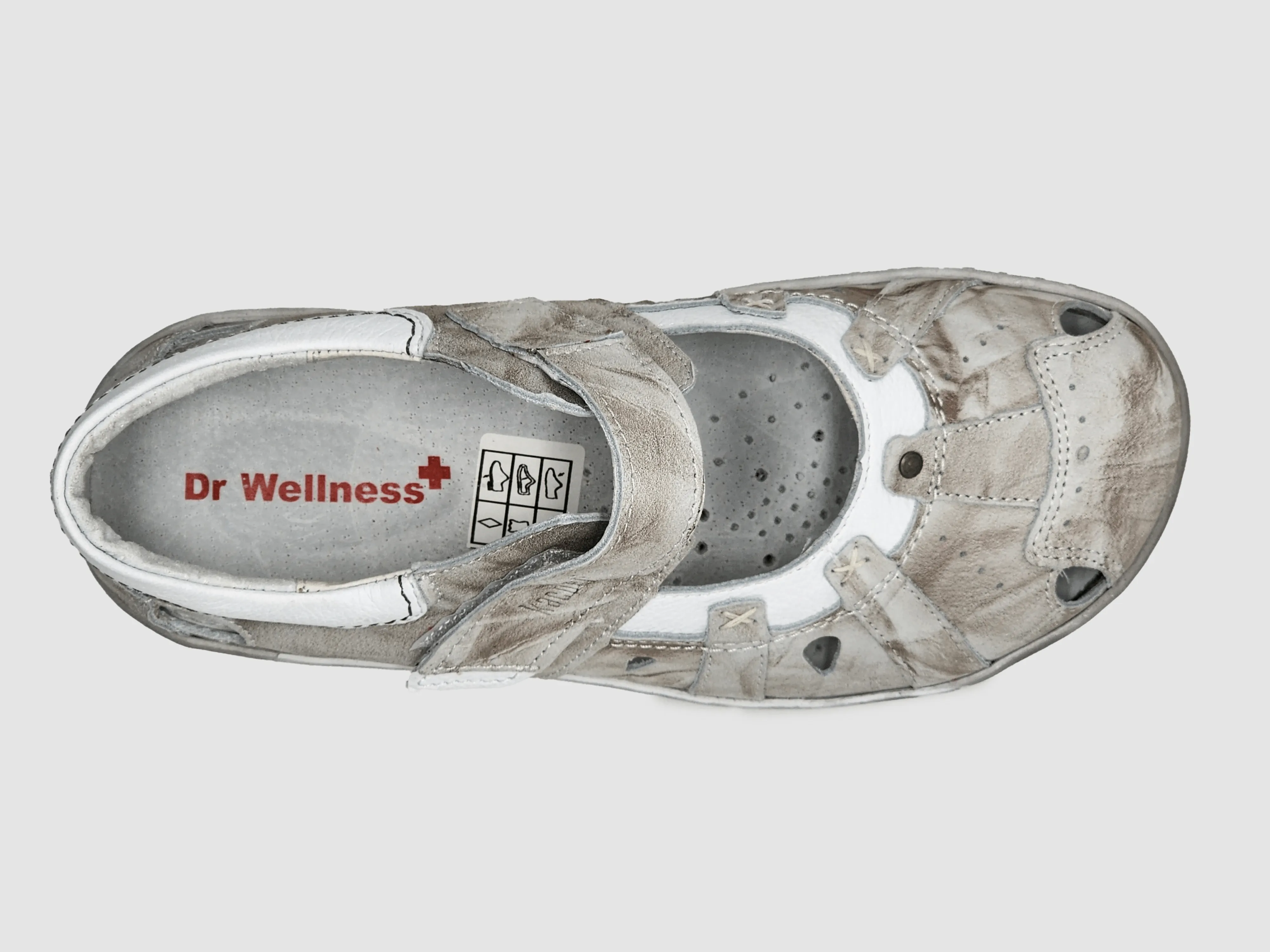 Women's Dr Wellness Leather Sandals - Grey