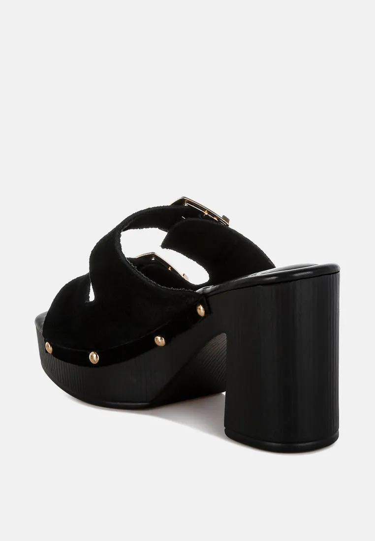 Zoane Studded Dual Buckle Platform Clogs